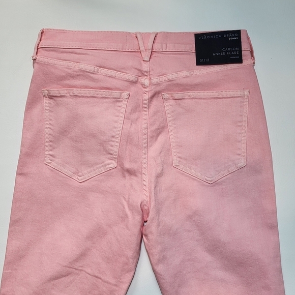 Veronica Beard Jeans Carson Ankle Flare High Rise Peony Pink Women's Size 31 NWT - Picture 6 of 9